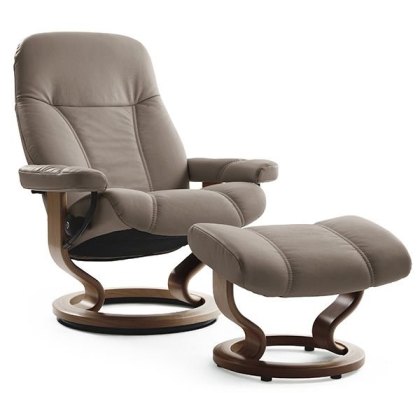 Stressless Consul Recliner With Classic Base & Footstool
