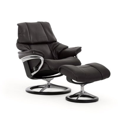 Stressless Reno Recliner With Signature Base & Footstool