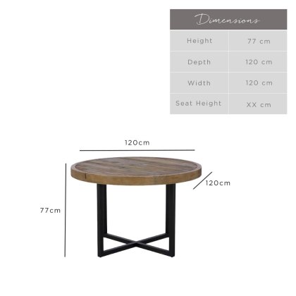 Adelaide Round Dining Table 120cm