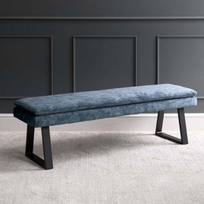 Industrial Upholstered Bench Seat - Petrol
