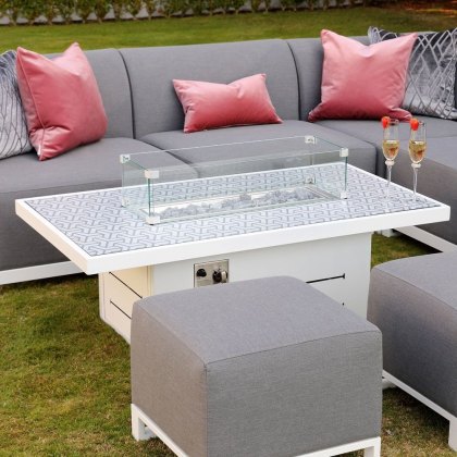 Del Mar Outdoor Sofa Set & Coffee Table with Fire Pit