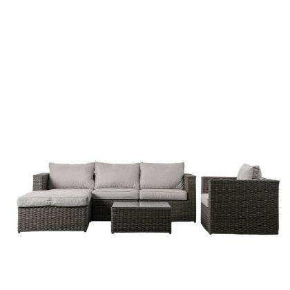 Castilla Chaise Sofa and Chair Set in Grey