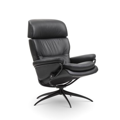 Stressless Rome Headrest High Back Chair With Star Base & Footstool Stressless Rome Headrest High Back Chair With Star Base & Footstool