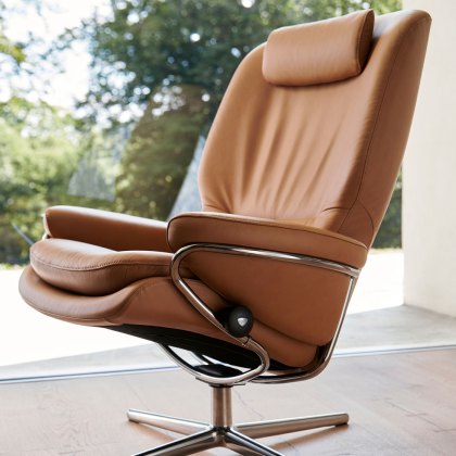 Stressless Rome High Back Chair With Cross Base & Footstool