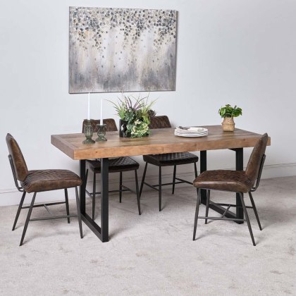 Adelaide 180cm Dining Table & 4 Digby Dining Chairs - Brown