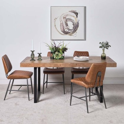 Adelaide 180cm Dining Table & 4 Digby Dining Chairs - Tan