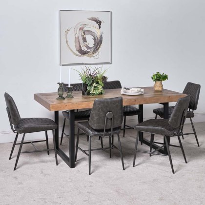 Adelaide 180cm Dining Table & 6 Digby Dining Chairs - Grey