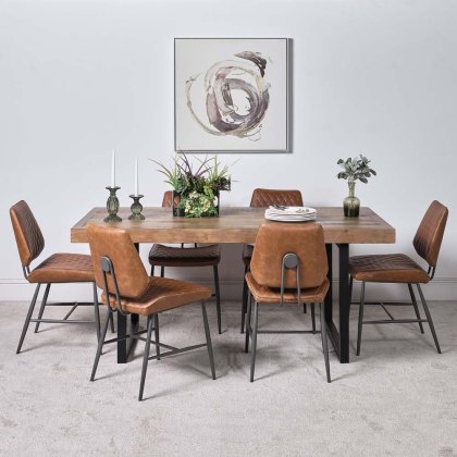 Adelaide 180cm Dining Table & 6 Digby Dining Chairs - Tan Adelaide 180cm Dining Table & 6 Digby Dining Chairs - Tan