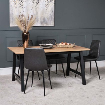 Bromley Dining Table 160cm & 4 Ripley Dining Chairs - Grey
