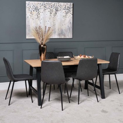 Bromley Dining Table 160cm & 6 Ripley Dining Chairs - Grey