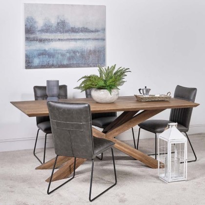 Harlow 200cm Dining Table & 4 Hardy Dining Chairs - Grey