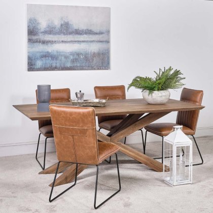Harlow 200cm Dining Table & 4 Hardy Dining Chairs - Tan