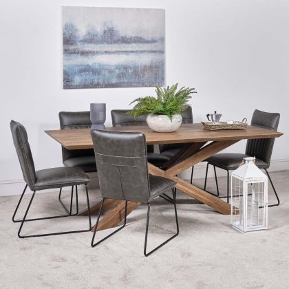 Harlow 200cm Dining Table & 6 Hardy Dining Chairs - Grey