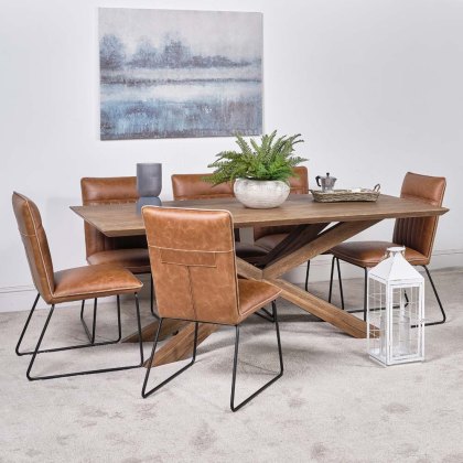 Harlow 200cm Dining Table & 6 Hardy Dining Chairs - Tan