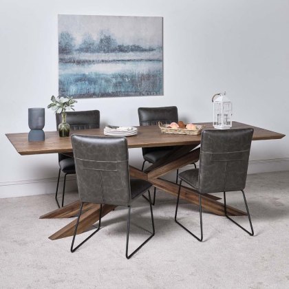Harlow 240cm Dining Table & 4 Hardy Dining Chairs - Grey