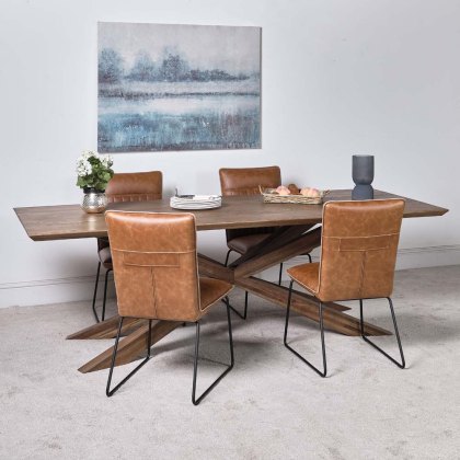 Harlow 240cm Dining Table & 4 Hardy Dining Chairs - Tan