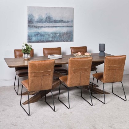 Harlow 240cm Dining Table & 6 Hardy Dining Chairs - Tan