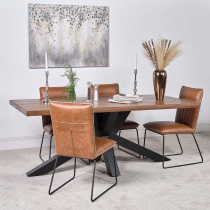 Soho Dining Table 200cm & 4 Hardy Dining Chairs - Tan