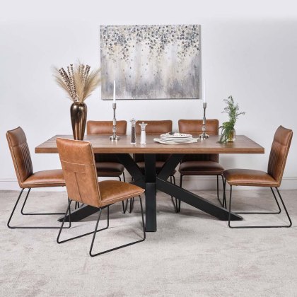 Soho Dining Table 200cm & 6 Hardy Dining Chairs - Tan Soho Dining Table 200cm & 6 Hardy Dining Chairs - Tan