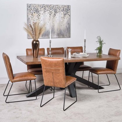 Soho Dining Table 200cm & 6 Hardy Dining Chairs - Tan