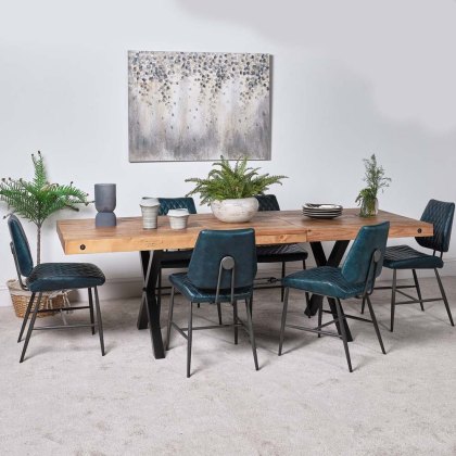 Urban 180-240cm Dining Table & 6 Digby Dining Chairs - Blue