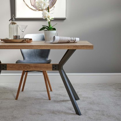 Kamala Dining Table 140cm & 4 Finnick Dining Chairs - Light Grey