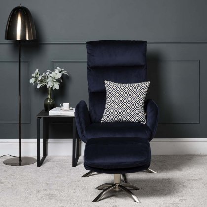 Helena Chair and Footstool - Blue
