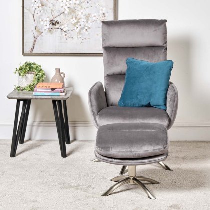 Helena Chair and Footstool - Grey