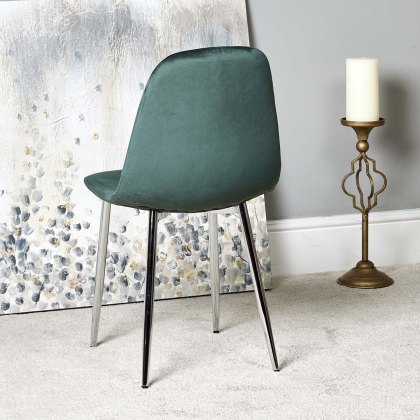 Archie Dining Chair Chrome Legs - Dark Green (Set of 2)