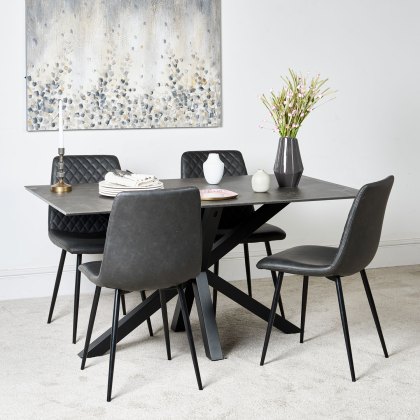 Eastcote Black 150cm Dining Table & 4x Ripley Dining Chairs Grey