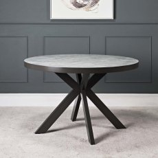 Industrial Round Dining Table 120cm - Faux Concrete