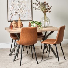 Kamala 140cm Dining Table & 4 Ripley Dining Chairs - Tan Kamala 140cm Dining Table & 4 Ripley Dining Chairs - Tan