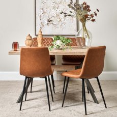 Kamala 140cm Dining Table & 4 Ripley Dining Chairs - Tan Kamala 140cm Dining Table & 4 Ripley Dining Chairs - Tan