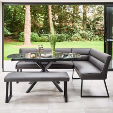 Ravenna Motion Table in Grey with Paulo LHF Corner Bench and Paulo Low Bench in Anthracite