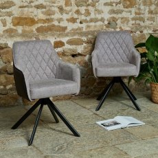 Libby Two Tone Light / Dark Grey Dining Chair (Set of 2)