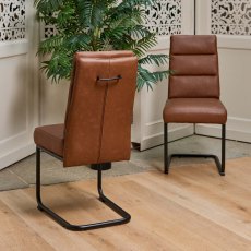 Ava Tan Dining Chair in Faux Leather (Set of 2)