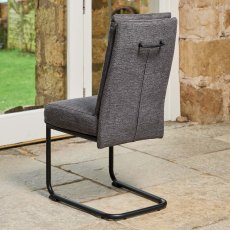 Ava Dark Grey Dining Chair in Fabric (Set of 2)
