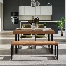 Adelaide 140-180cm Extending Dining Table with 2 Firenza Chairs in Olive and Adelaide 140cm Bench