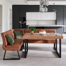 Adelaide 140-180cm Extending Dining Table with Industrial Corner Bench in Tan Adelaide 140-180cm Extending Dining Table with Industrial Corner Bench in Tan