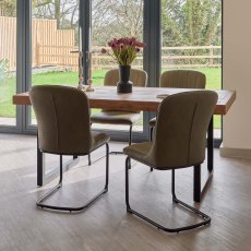 Adelaide 180cm Dining Table with 4 Firenza Chairs in Olive