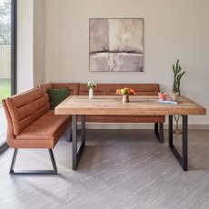 Adelaide 180cm Dining Table with Industrial Corner Bench in Tan Adelaide 180cm Dining Table with Industrial Corner Bench in Tan