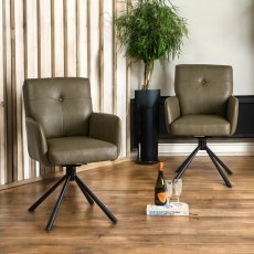 Parma Dining Chair Pocket Sprung - Green Faux Leather (Set of 2)