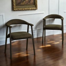 Albi Dining Chair - Dark Green / Dark Oak Legs (Set of 2) Albi Dining Chair - Dark Green / Dark Oak Legs (Set of 2)