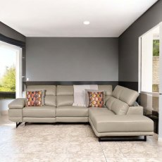 Bruno Power Corner Sofa in Light Grey Leather