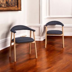 Albi Dining Chair - Dark Blue / Oiled Oak Legs (Set of 2) Albi Dining Chair - Dark Blue / Oiled Oak Legs (Set of 2)