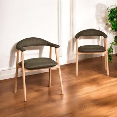 Albi Dining Chair - Dark Green / Oiled Oak Legs (Set of 2) Albi Dining Chair - Dark Green / Oiled Oak Legs (Set of 2)