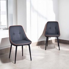 Jasper Iron Grey Dining Chair With Marmalade Piping (Set of 2) Jasper Iron Grey Dining Chair With Marmalade Piping (Set of 2)