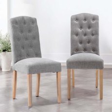 Boston Button Back Dining Chair in Grey (Set of 2)