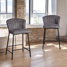 Tristan Grey Fabric Bar Stool (Set of 2)