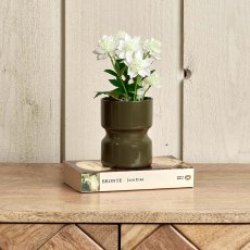 Glass Drum Vase in Green Gold - Small Glass Drum Vase in Green Gold - Small